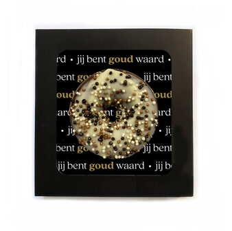 DONUT VAN MELKCHOCOLADE  &bull;  GOUD WAARD (ZWART)