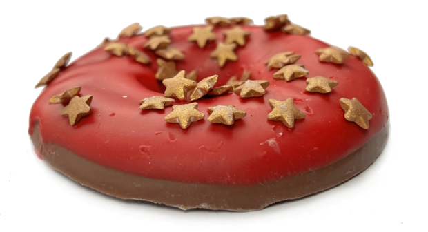 DONUT VAN MELKCHOCOLADE  •  KERSTBAL ROOD